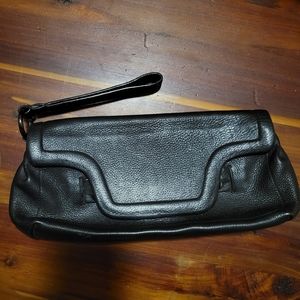 Black leather Calvin Klein clutch